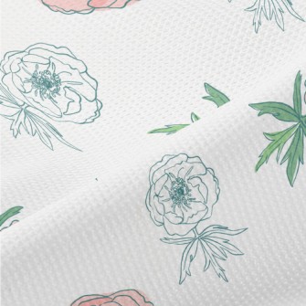 Doodle Pink Flowers Piqué