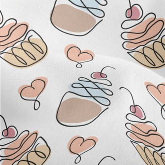 Colorful Doodle Cherry Cake Lightweight Performance Linen