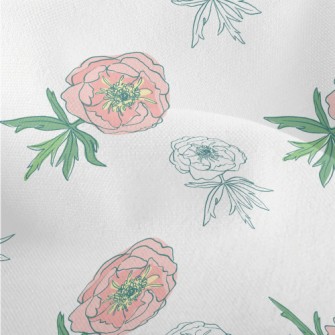 Doodle Pink Flowers Lightweight Performance Linen