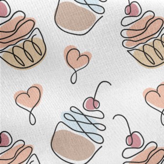 Colorful Doodle Cherry Cake Jersey Backed Fleece