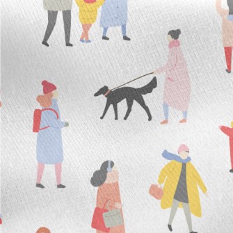 Various People In Autumn Jersey Backed Fleece