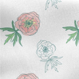 Doodle Pink Flowers Jersey Backed Fleece