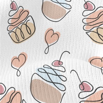 Colorful Doodle Cherry Cake Stretch Jersey