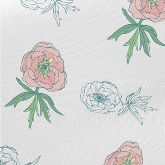Doodle Pink Flowers Midweight Cotton Poplin
