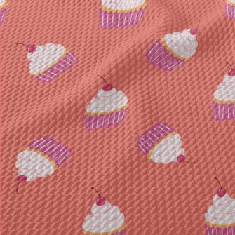 Pink Cherry Cream Cake Birdseye Piqué