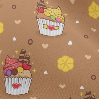 Delicate Cup Cakes And Flowers Chiffon