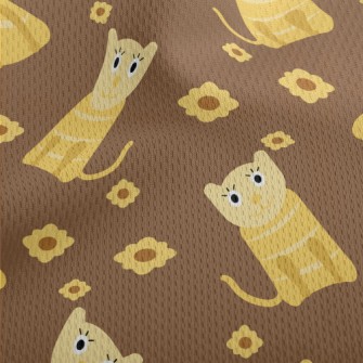 Cute Cat And Flowers Athletic Mesh Flat Back