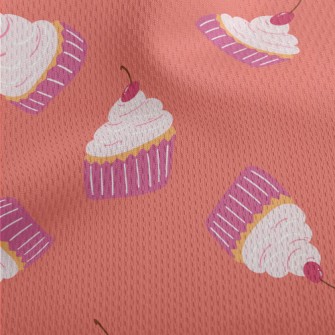 Pink Cherry Cream Cake Athletic Mesh Flat Back