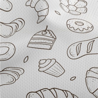 Simple Line Bread And Cake Athletic Mesh Flat Back