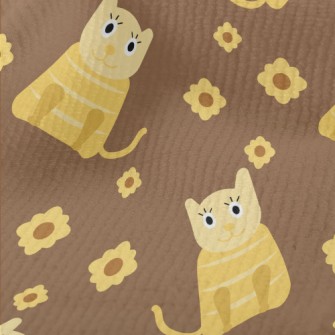 Cute Cat And Flowers Terry