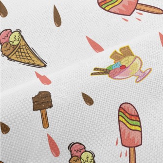 Hand Drawn Popsicles And Ice C Performance Linen