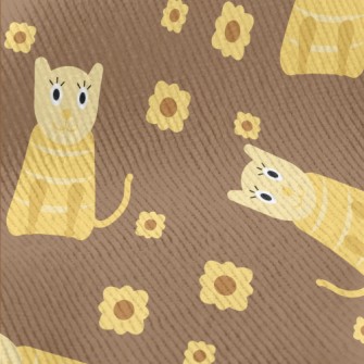 Cute Cat And Flowers Standard Corduroy