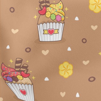 Delicate Cup Cakes And Flowers Stretch Ponte