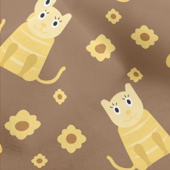 Cute Cat And Flowers Micro Fleece