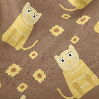 Cute Cat And Flowers Minky