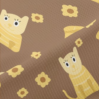 Cute Cat And Flowers Piqué