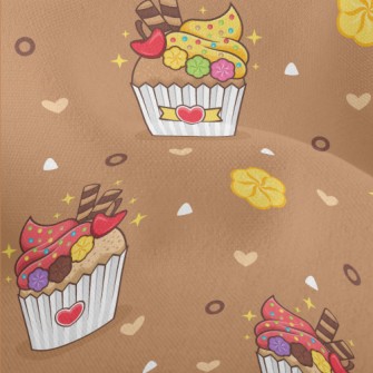 Delicate Cup Cakes And Flowers Lightweight Performance Linen