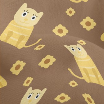 Cute Cat And Flowers Lightweight Performance Linen