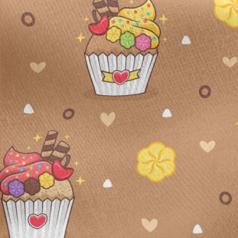 Delicate Cup Cakes And Flowers Jersey Backed Fleece