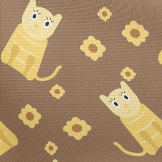 Cute Cat And Flowers Pongee