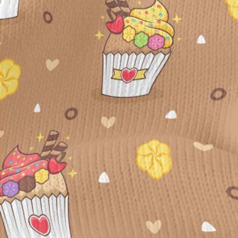 Delicate Cup Cakes And Flowers Stretch Jersey