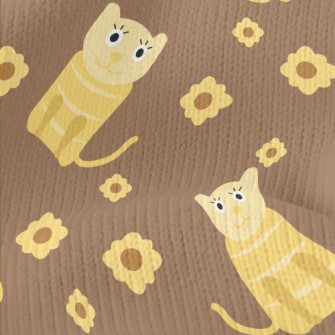 Cute Cat And Flowers Stretch Jersey