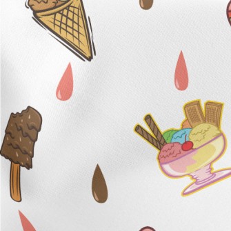 Hand Drawn Popsicles And Ice C Lightweight Cotton Poplin