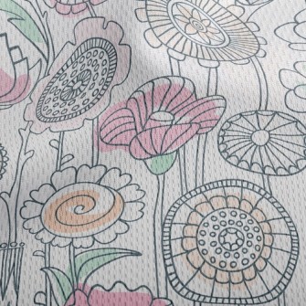 Childlike Line Flowers Athletic Mesh Flat Back