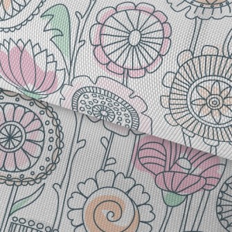 Childlike Line Flowers Waterproof Oxford