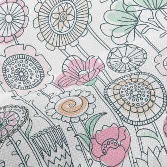 Childlike Line Flowers Performance Linen