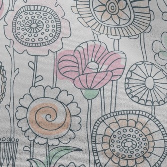 Childlike Line Flowers Chiffon