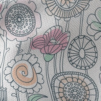 Childlike Line Flowers Waterproof Canvas