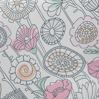 Childlike Line Flowers Twill