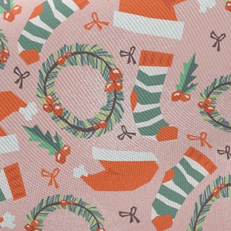 Christmas Hat Wreath Socks Twill