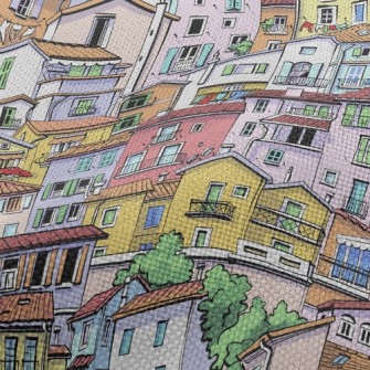 Crowded Colorful House Performance Linen