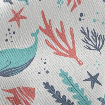 Leisurely Whale Coral Standard Corduroy