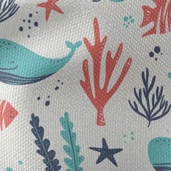 Leisurely Whale Coral Waterproof Canvas