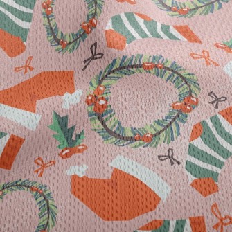 Christmas Hat Wreath Socks Athletic Mesh Flat Back