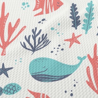 Leisurely Whale Coral Birdseye Piqué