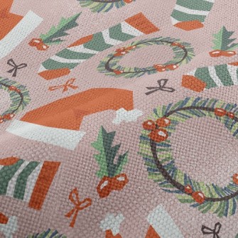Christmas Hat Wreath Socks Performance Linen