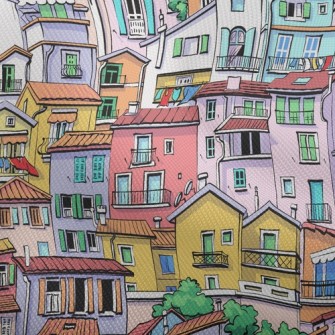 Crowded Colorful House Dobby