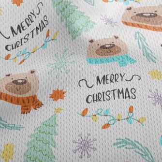 Christmas Scarf Bear Athletic Mesh Flat Back