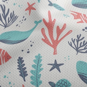 Leisurely Whale Coral Athletic Mesh Flat Back