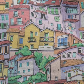 Crowded Colorful House Chiffon