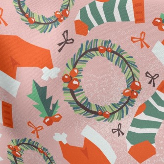 Christmas Hat Wreath Socks Stretch Ponte