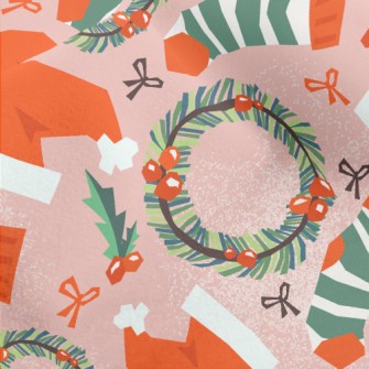 Christmas Hat Wreath Socks Micro Fleece