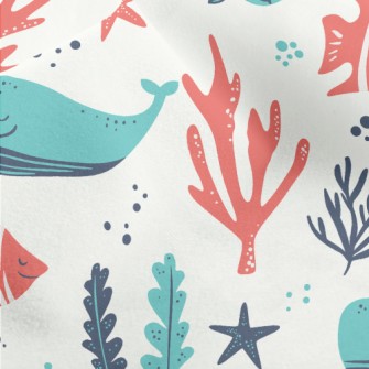 Leisurely Whale Coral Micro Fleece