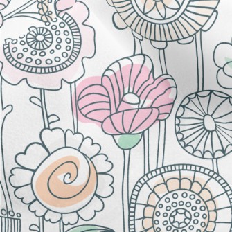 Childlike Line Flowers Micro Fleece