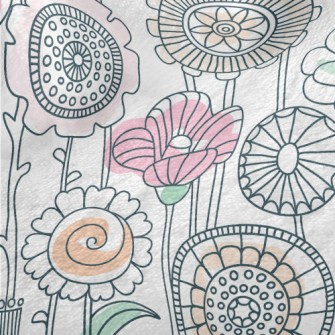 Childlike Line Flowers Minky