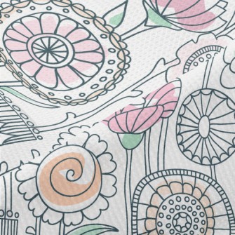 Childlike Line Flowers Piqué